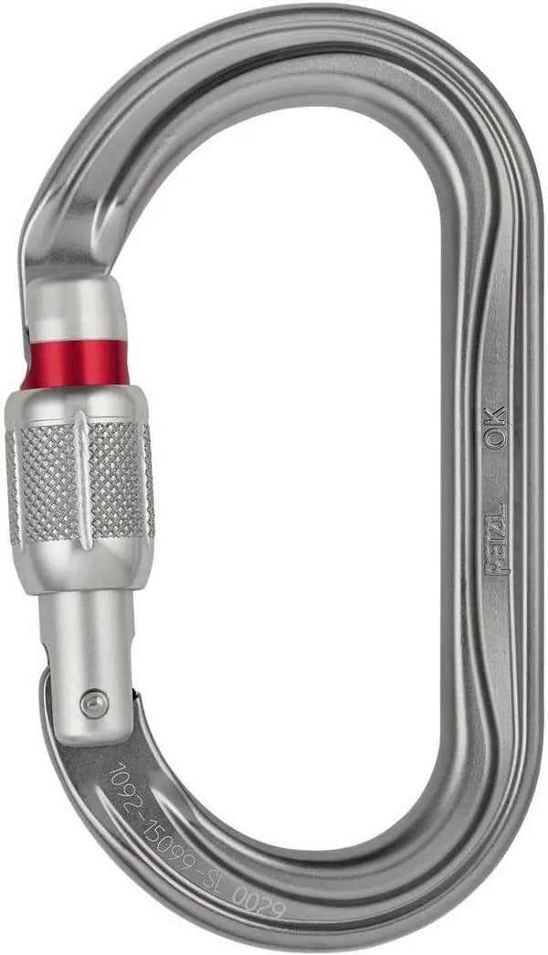 Petzl OK Oval Aluminum Carabiner (Symmetrical) - Gray / Screw-Lock