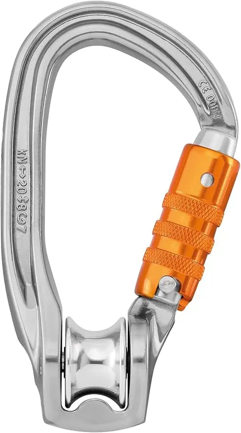Petzl ROLLCLIP Z Pulley Carabiner with Triact-Lock and spine-side opening for climbing and rigging