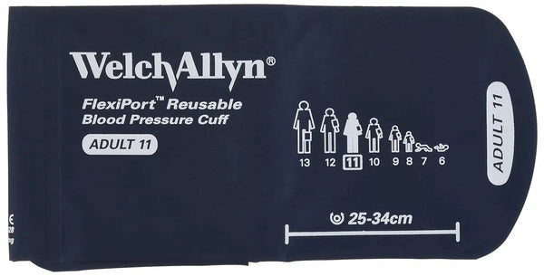 Welch Allyn REUSE-11-2MQ FlexiPort Reusable Blood Pressure Cuffs with Two-Tube Locking-Type Connectors, Adult, Size 11 Welch Allyn