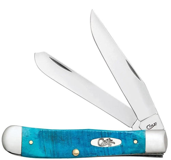Case WR XX Pocket Knife Trapper Caribbean Blue Jig Bone Item #25592 - (6254 SS) - Length Closed: 4 1/8 Inches Case